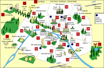 Mappa dei monumenti di Parigi